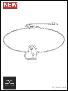 Sterling Silver Autism Awareness Puzzle Piece Charm Bracelet for Women